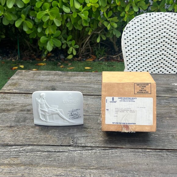 Vintage Lladro 1985 Plaque Collectors Society Signed Don Quixote Shell Bisque - Picture 9 of 10